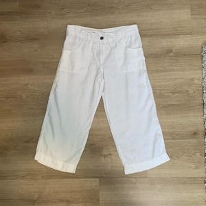 Denim Co. 100% Linen White Pants Size 8 Zip Button Casual